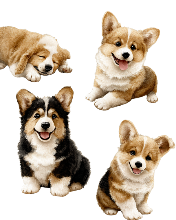 Playful Corgi Pattern Vinyl Car Decal Sticker – Waterproof & UV-Resistant 4.0"