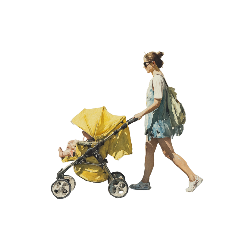 Mother With Stroller V3 Vinyl Car Decal Sticker – Waterproof & UV-Resistant 3.4133333333333336"