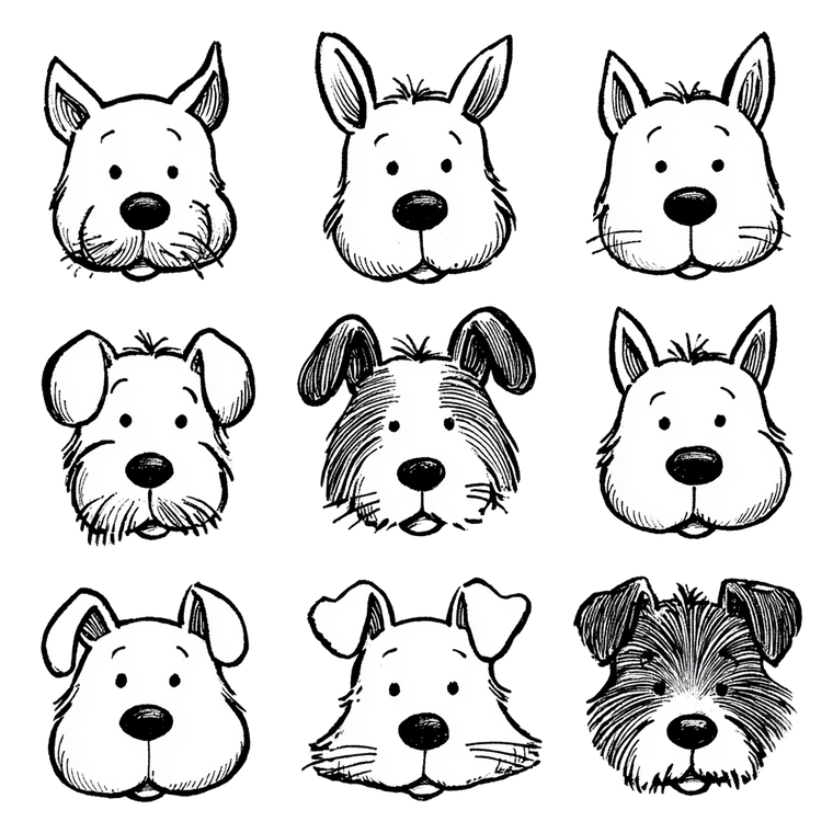 Cute Dog Faces V4 Vinyl Car Decal Sticker – Waterproof & UV-Resistant 3.4133333333333336"