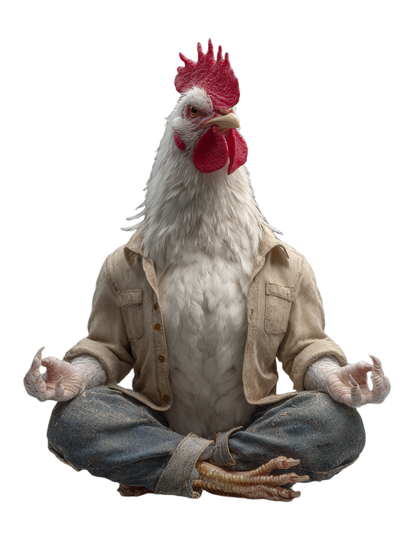 Meditative Chicken Vinyl Car Decal Sticker – Waterproof & UV-Resistant 8.213333333333333"