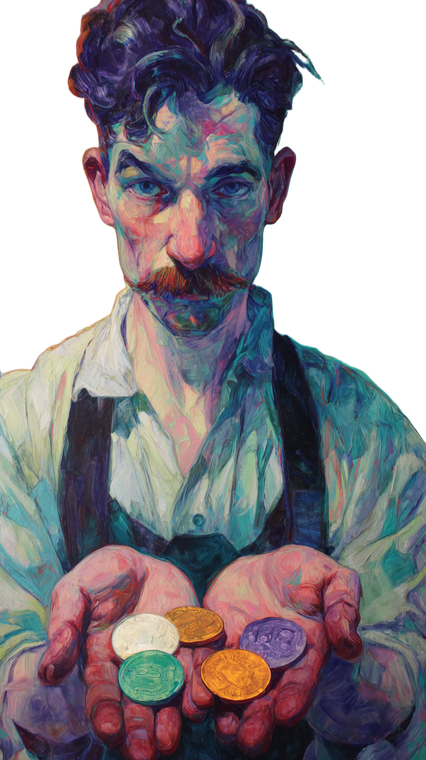 Man With Coins Vinyl Car Decal Sticker – Waterproof & UV-Resistant 9.706666666666667"