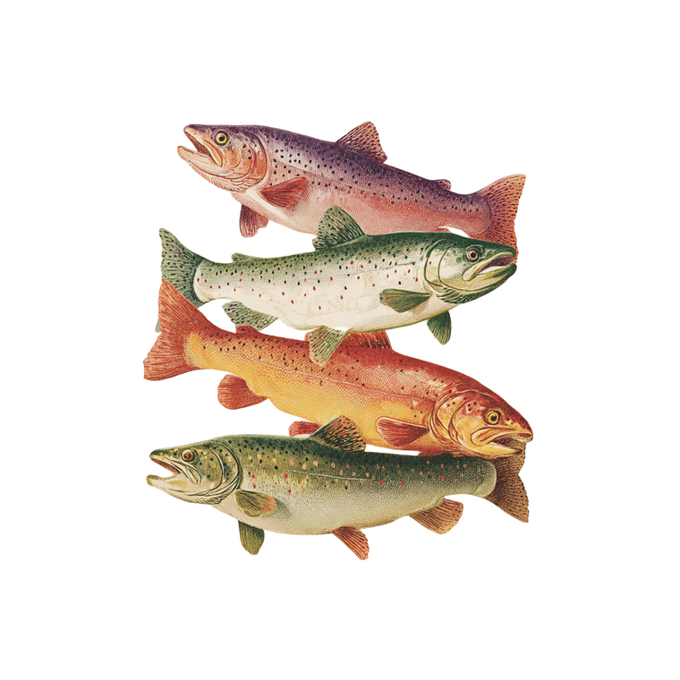 Vintage Trout Illustration Vinyl Car Decal Sticker – Waterproof & UV-Resistant 6.826666666666667"