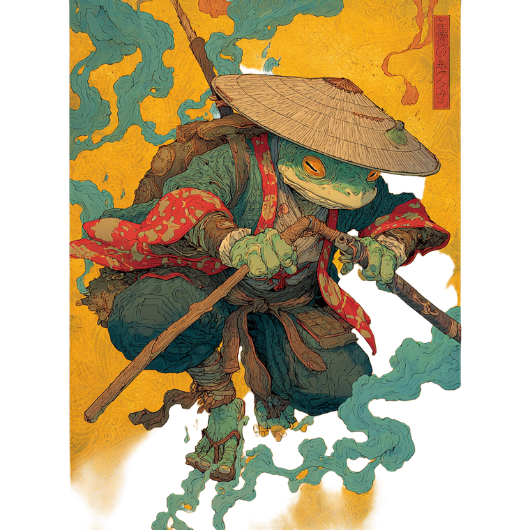 Frog Samurai V12 Vinyl Car Decal Sticker – Waterproof & UV-Resistant 3.4133333333333336"