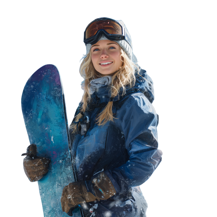 Blonde Snowboarder Smiling Vinyl Car Decal Sticker – Waterproof & UV-Resistant 3.4133333333333336"