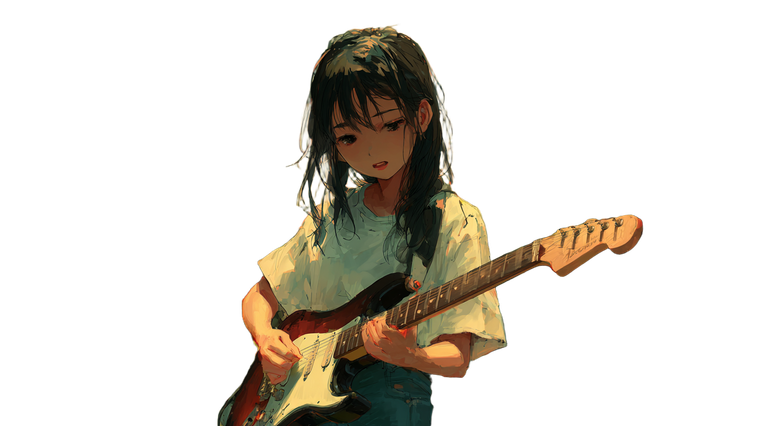 Anime Girl Guitarist V2 Vinyl Car Decal Sticker – Waterproof & UV-Resistant 5.4