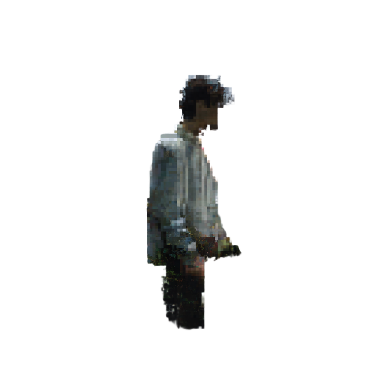 Glitching Pixel Person Vinyl Car Decal Sticker – Waterproof & UV-Resistant 3.4133333333333336"