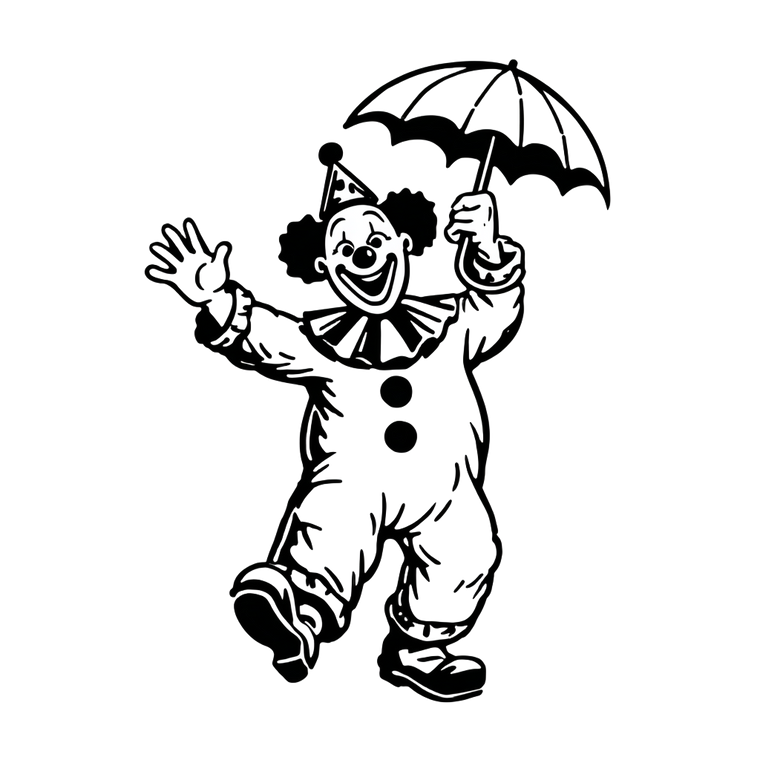 Clown With Umbrella Vinyl Car Decal Sticker – Waterproof & UV-Resistant 3.4133333333333336"
