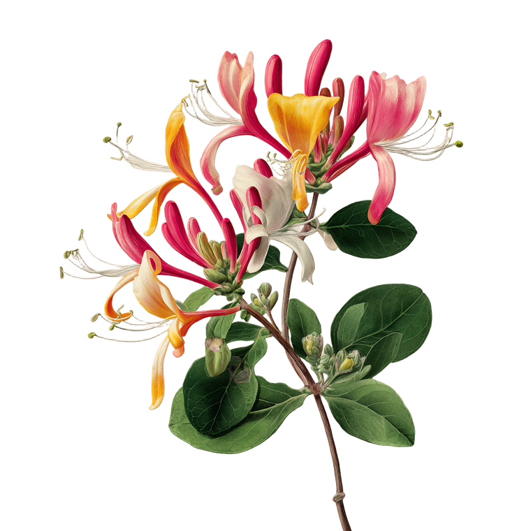 Honeysuckle Illustration Vinyl Car Decal Sticker – Waterproof & UV-Resistant 3.4133333333333336"