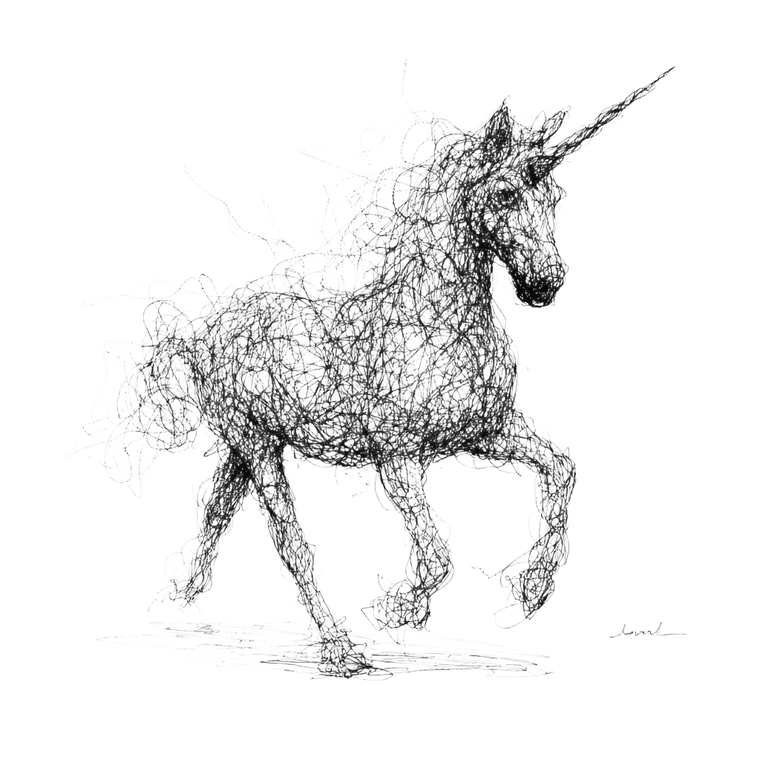 Scribbly Unicorn Vinyl Car Decal Sticker – Waterproof & UV-Resistant 6.826666666666667"