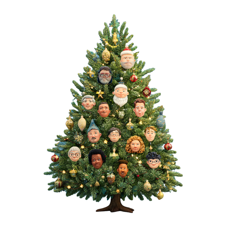 Festive Heads Tree Vinyl Car Decal Sticker – Waterproof & UV-Resistant 3.4133333333333336"