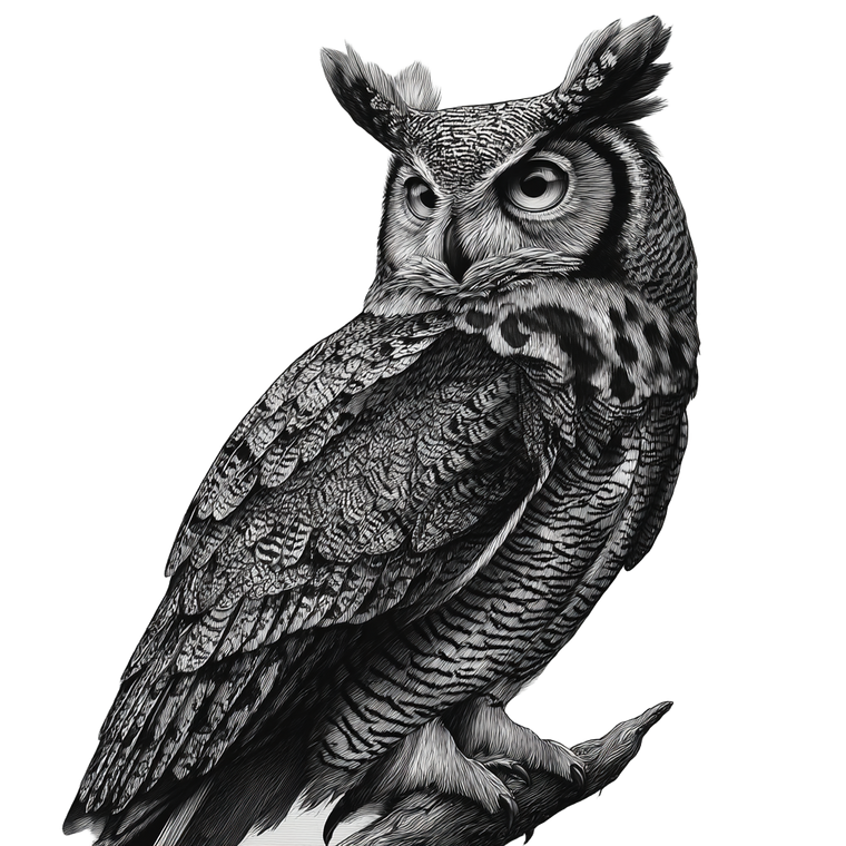 Stylized Owl Drawing Vinyl Car Decal Sticker – Waterproof & UV-Resistant 3.4133333333333336"