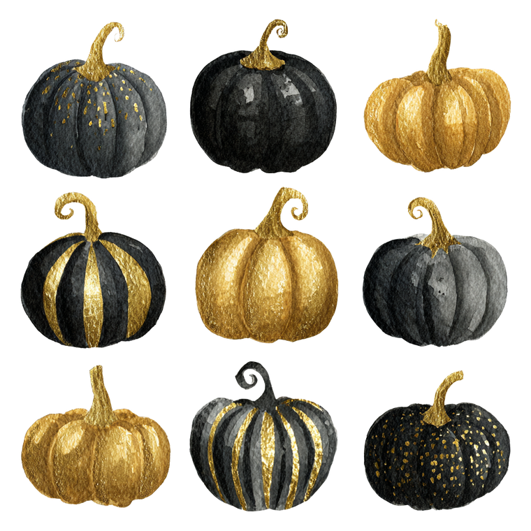 Black Gold Pumpkins Vinyl Car Decal Sticker – Waterproof & UV-Resistant 3.4133333333333336"