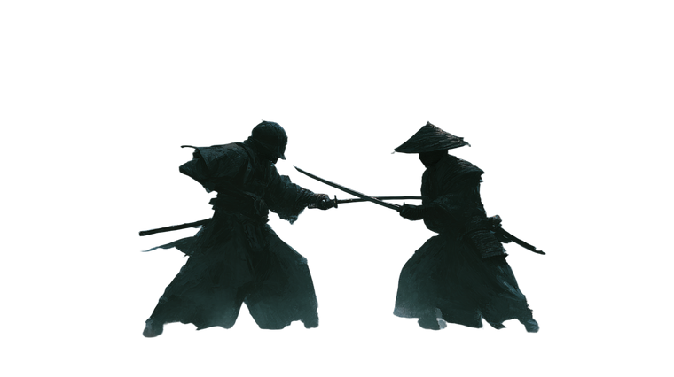 Dark Samurai Duel Vinyl Car Decal Sticker – Waterproof & UV-Resistant 2.72"