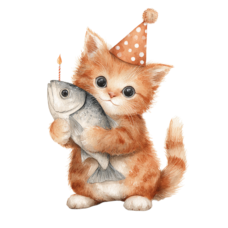Happy Birthday Kitten Vinyl Car Decal Sticker – Waterproof & UV-Resistant 3.4133333333333336"