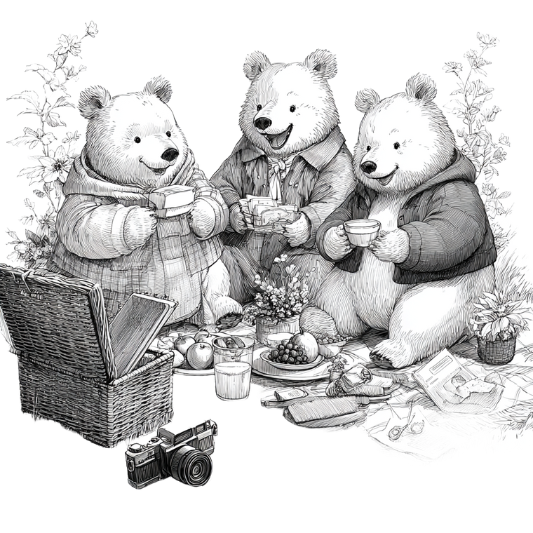 Picnic Bears Vinyl Car Decal Sticker – Waterproof & UV-Resistant 3.4133333333333336"