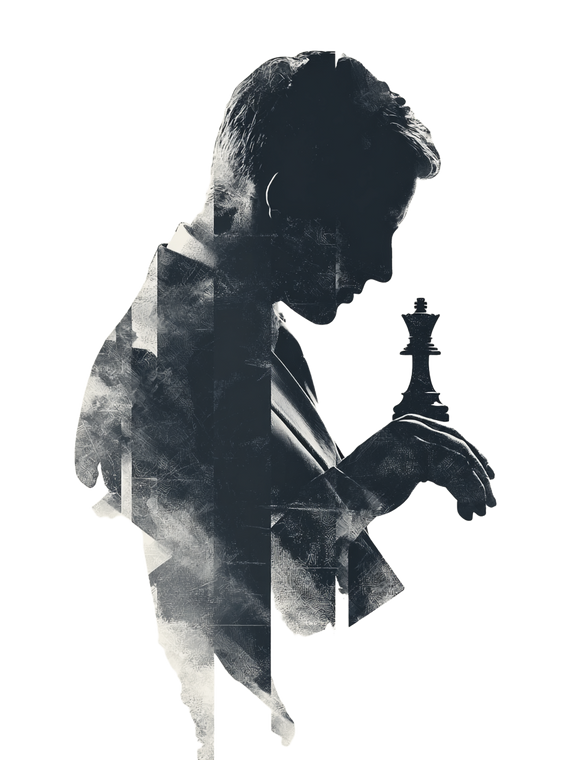 Chess Player Silhouette Vinyl Car Decal Sticker – Waterproof & UV-Resistant 8.213333333333333"