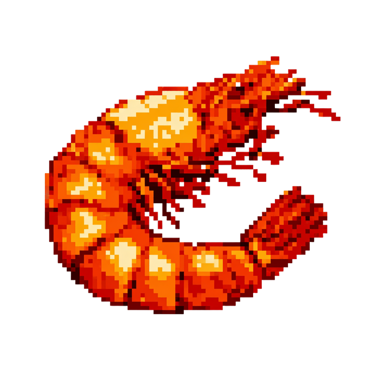 Pixelated Shrimp Vinyl Car Decal Sticker – Waterproof & UV-Resistant 3.4133333333333336"