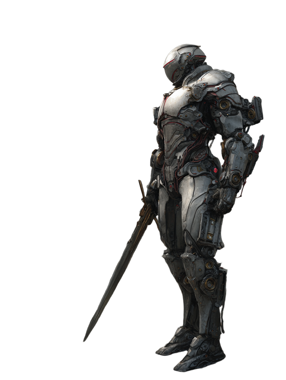 Silver Mech Warrior Vinyl Car Decal Sticker – Waterproof & UV-Resistant 8.213333333333333"