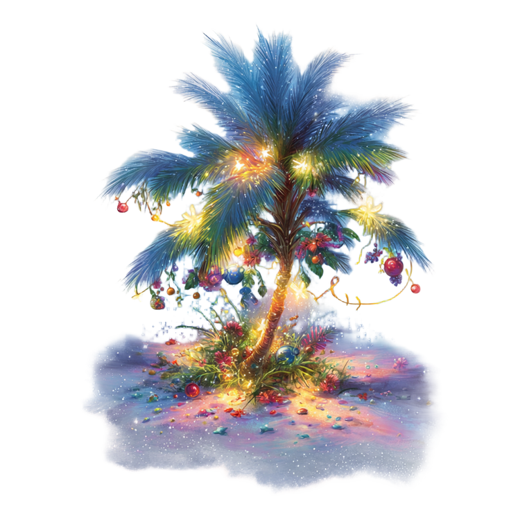 Christmas Palm Tree Vinyl Car Decal Sticker – Waterproof & UV-Resistant 6.826666666666667"