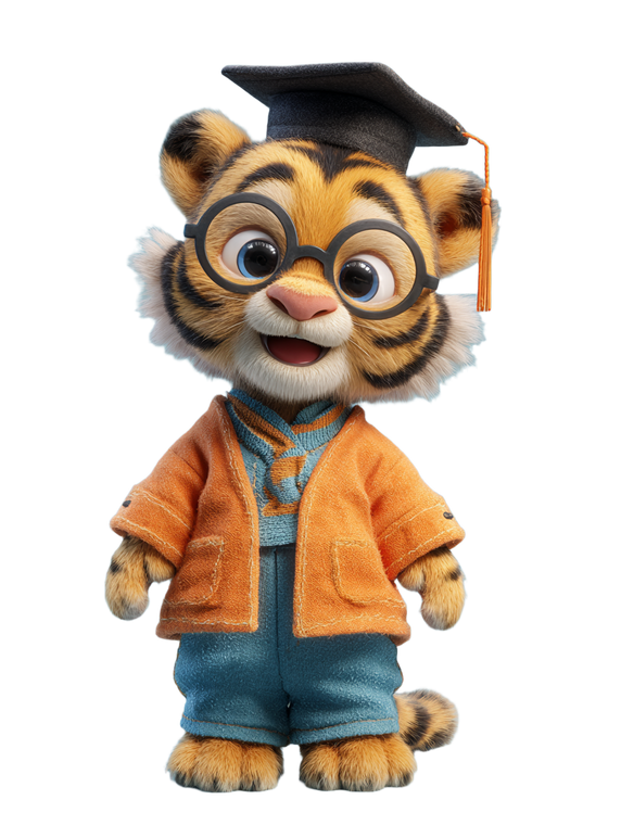 Cute Tiger Scholar Vinyl Car Decal Sticker – Waterproof & UV-Resistant 4.1066666666666665"