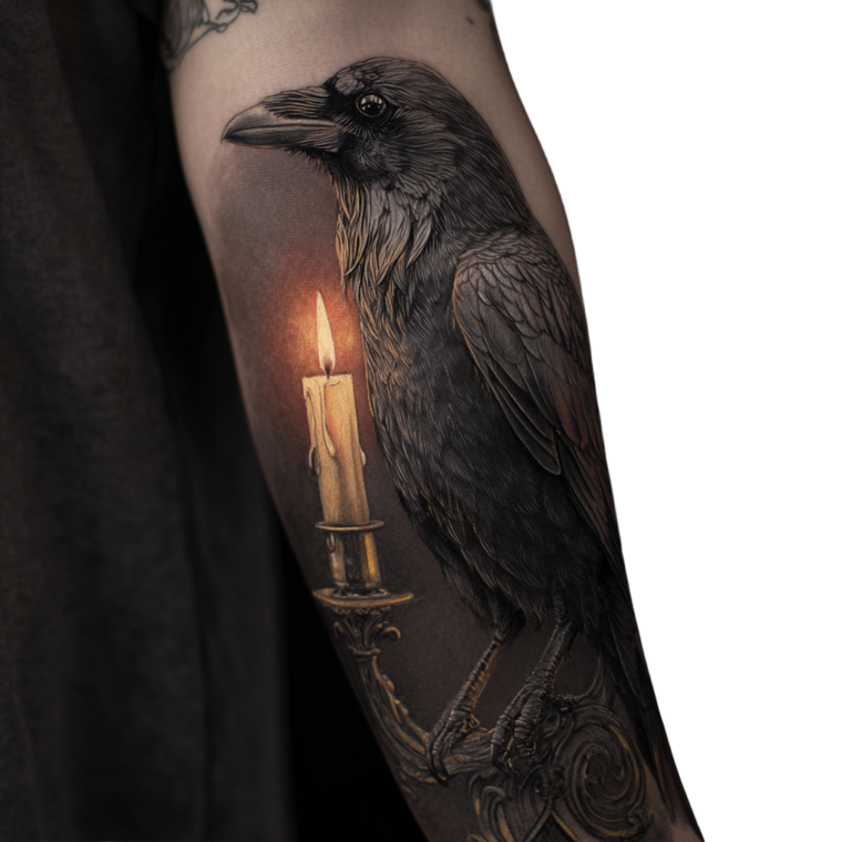 Crow By Candle Vinyl Car Decal Sticker – Waterproof & UV-Resistant 6.826666666666667"