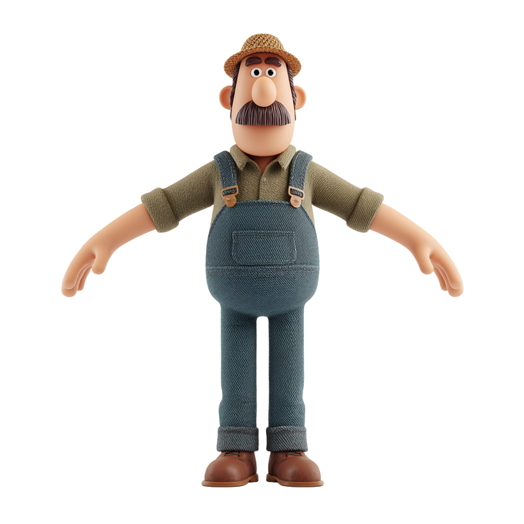 Farmer Clay Character Vinyl Car Decal Sticker – Waterproof & UV-Resistant 3.4133333333333336"