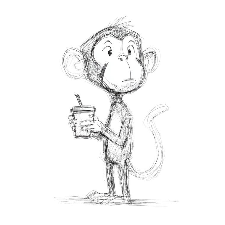 Monkey With Coffee Vinyl Car Decal Sticker – Waterproof & UV-Resistant 3.4133333333333336"