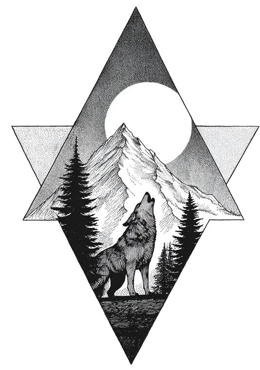 Geometric Wolf Tattoo V3 Vinyl Car Decal Sticker – Waterproof & UV-Resistant 4.32"