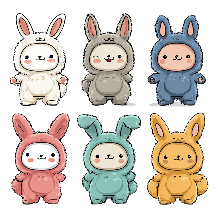 Chibi Bunnies Vinyl Car Decal Sticker – Waterproof & UV-Resistant 3.4133333333333336"