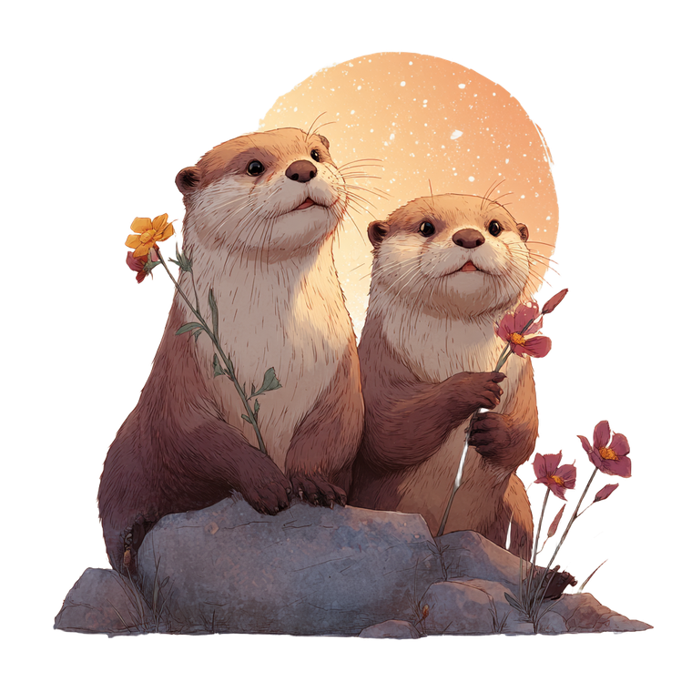 Cute Otter Couple Vinyl Car Decal Sticker – Waterproof & UV-Resistant 3.4133333333333336"
