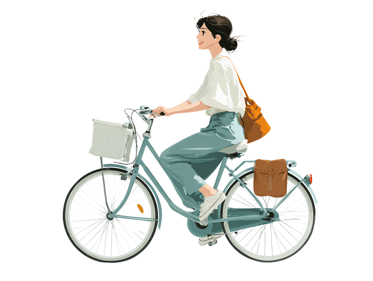 Cycling Woman Smiling Vinyl Car Decal Sticker – Waterproof & UV-Resistant 6.1866666666666665"