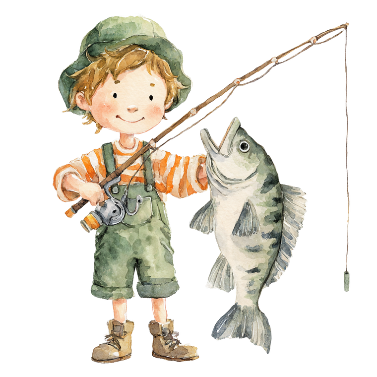 Fishing Boy Cartoon Vinyl Car Decal Sticker – Waterproof & UV-Resistant 3.4133333333333336"