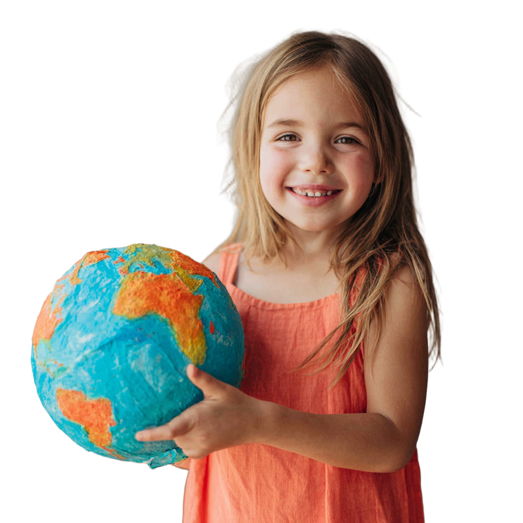 Girl With Globe Vinyl Car Decal Sticker – Waterproof & UV-Resistant 6.826666666666667"