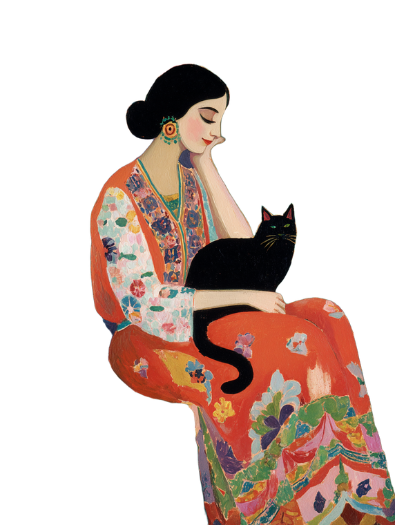 Persian Woman & Cat Vinyl Car Decal Sticker – Waterproof & UV-Resistant 4.1066666666666665"