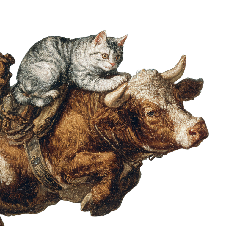 Cat Riding Cow Vinyl Car Decal Sticker – Waterproof & UV-Resistant 3.4133333333333336"