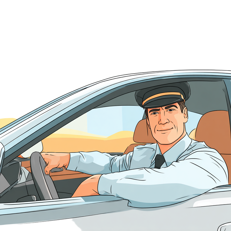 Confident Driver Illustration Vinyl Car Decal Sticker – Waterproof & UV-Resistant 3.4133333333333336"