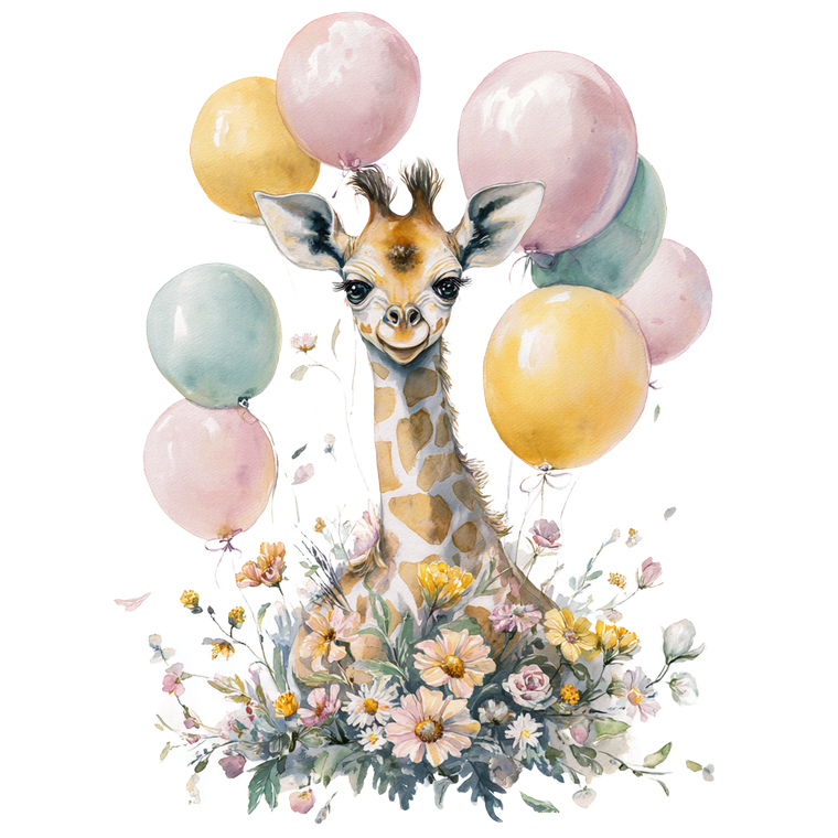 Baby Giraffe Balloons Vinyl Car Decal Sticker – Waterproof & UV-Resistant 3.4133333333333336"