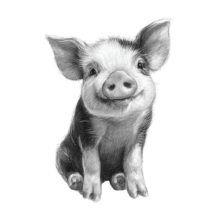 Smiling Pig Sketch V2 Vinyl Car Decal Sticker – Waterproof & UV-Resistant 3.4133333333333336"