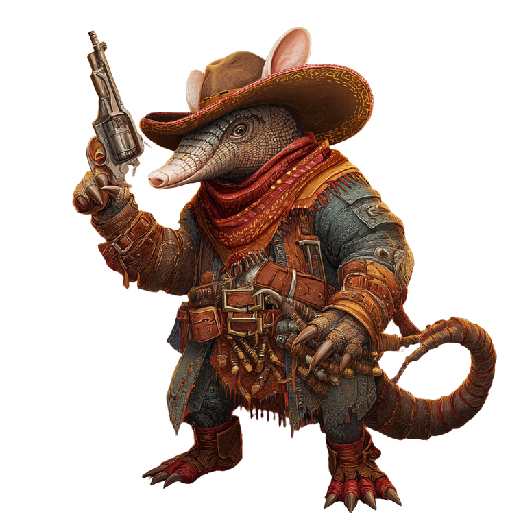 Armadillo Gunslinger Vinyl Car Decal Sticker – Waterproof & UV-Resistant 3.4133333333333336"