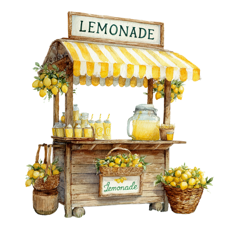 Lemonade Market Stand Vinyl Car Decal Sticker – Waterproof & UV-Resistant 3.4133333333333336"