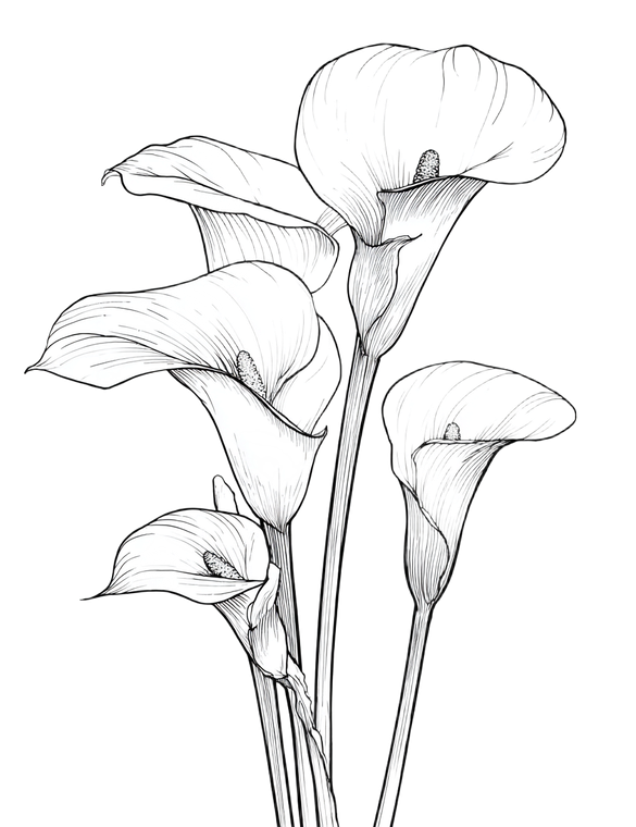Calla Lilies Drawing V2 Vinyl Car Decal Sticker – Waterproof & UV-Resistant 4.16"