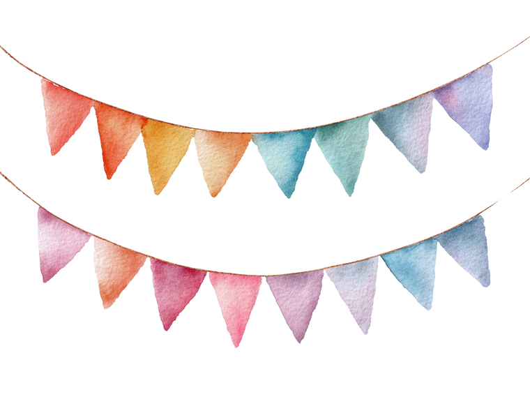 Watercolor Party Bunting Vinyl Car Decal Sticker – Waterproof & UV-Resistant 6.1866666666666665"