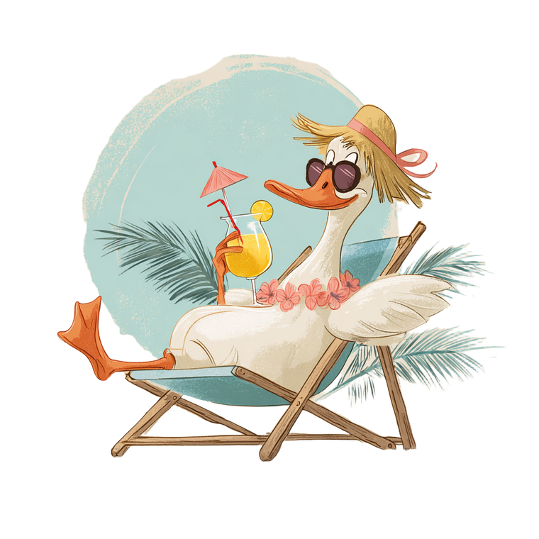 Cartoon Beach Goose Vinyl Car Decal Sticker – Waterproof & UV-Resistant 6.826666666666667"