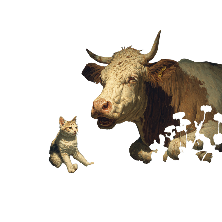 Cat Milking Cow Vinyl Car Decal Sticker – Waterproof & UV-Resistant 3.4133333333333336"