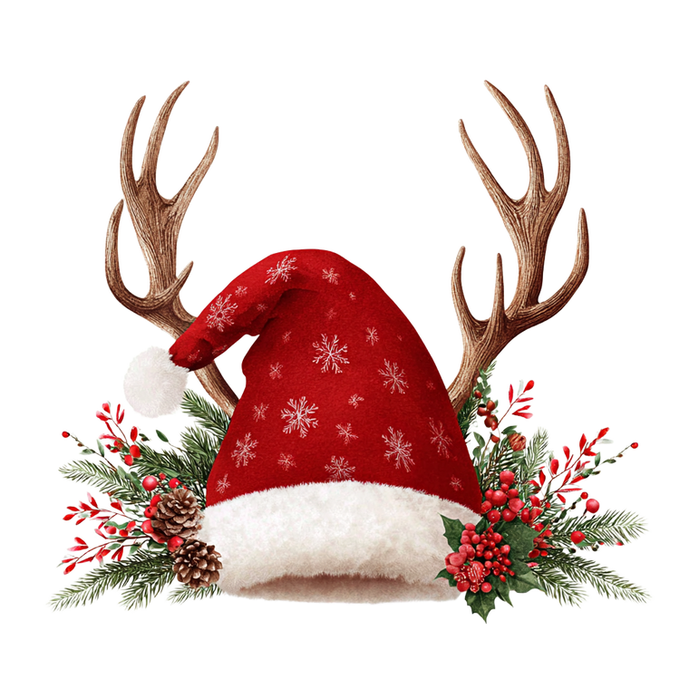 Christmas Hat Antlers Vinyl Car Decal Sticker – Waterproof & UV-Resistant 3.4133333333333336"