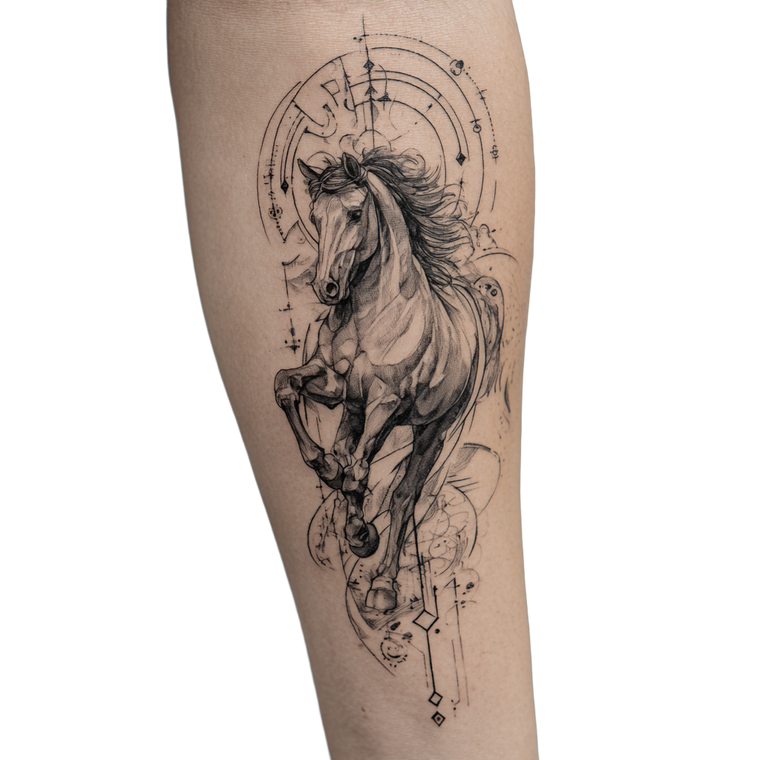 Majestic Horse Tattoo Vinyl Car Decal Sticker – Waterproof & UV-Resistant 6.826666666666667"