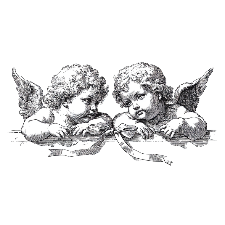 Cherubs With Ribbon Vinyl Car Decal Sticker – Waterproof & UV-Resistant 3.4133333333333336"