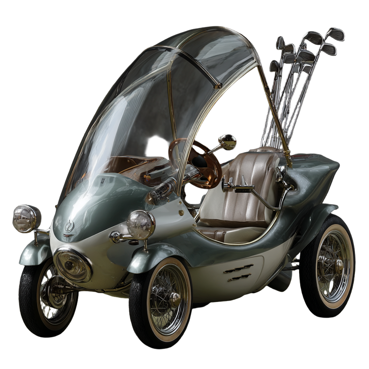 Retro Futuristic Golf Buggy Vinyl Car Decal Sticker – Waterproof & UV-Resistant 6.826666666666667"