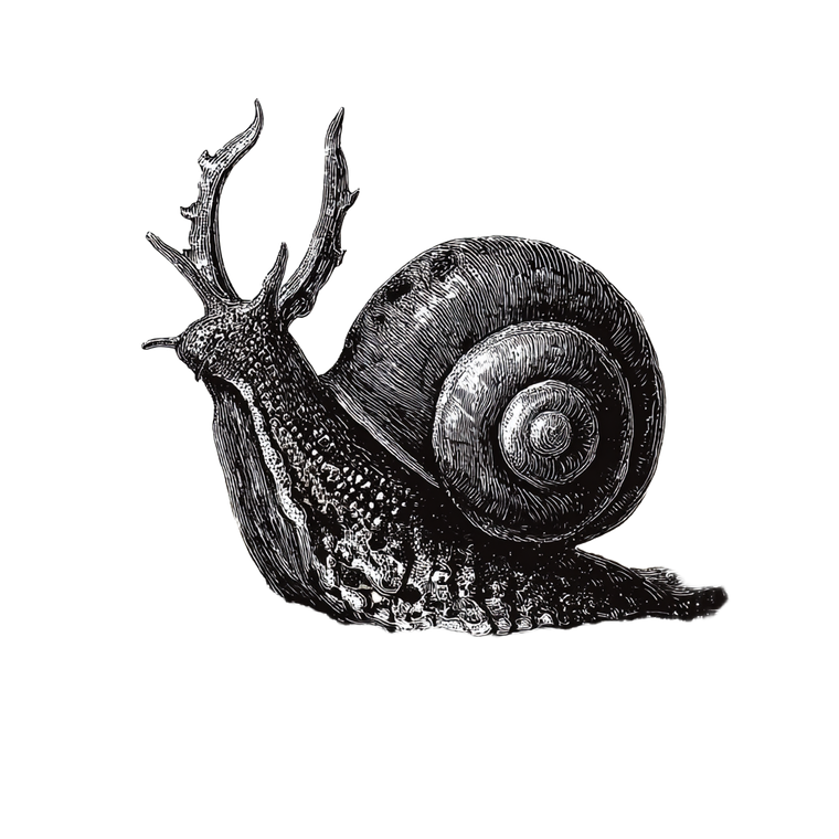 Medieval Stylized Snail Vinyl Car Decal Sticker – Waterproof & UV-Resistant 3.4133333333333336"