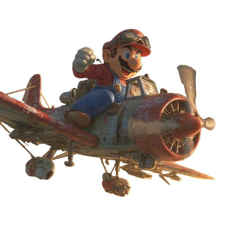 Mario In Plane Vinyl Car Decal Sticker – Waterproof & UV-Resistant 3.4133333333333336"